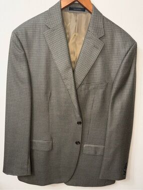 Lauren Ralph Lauren Blazer 44R Silk Wool Houndstooth Sport Coat